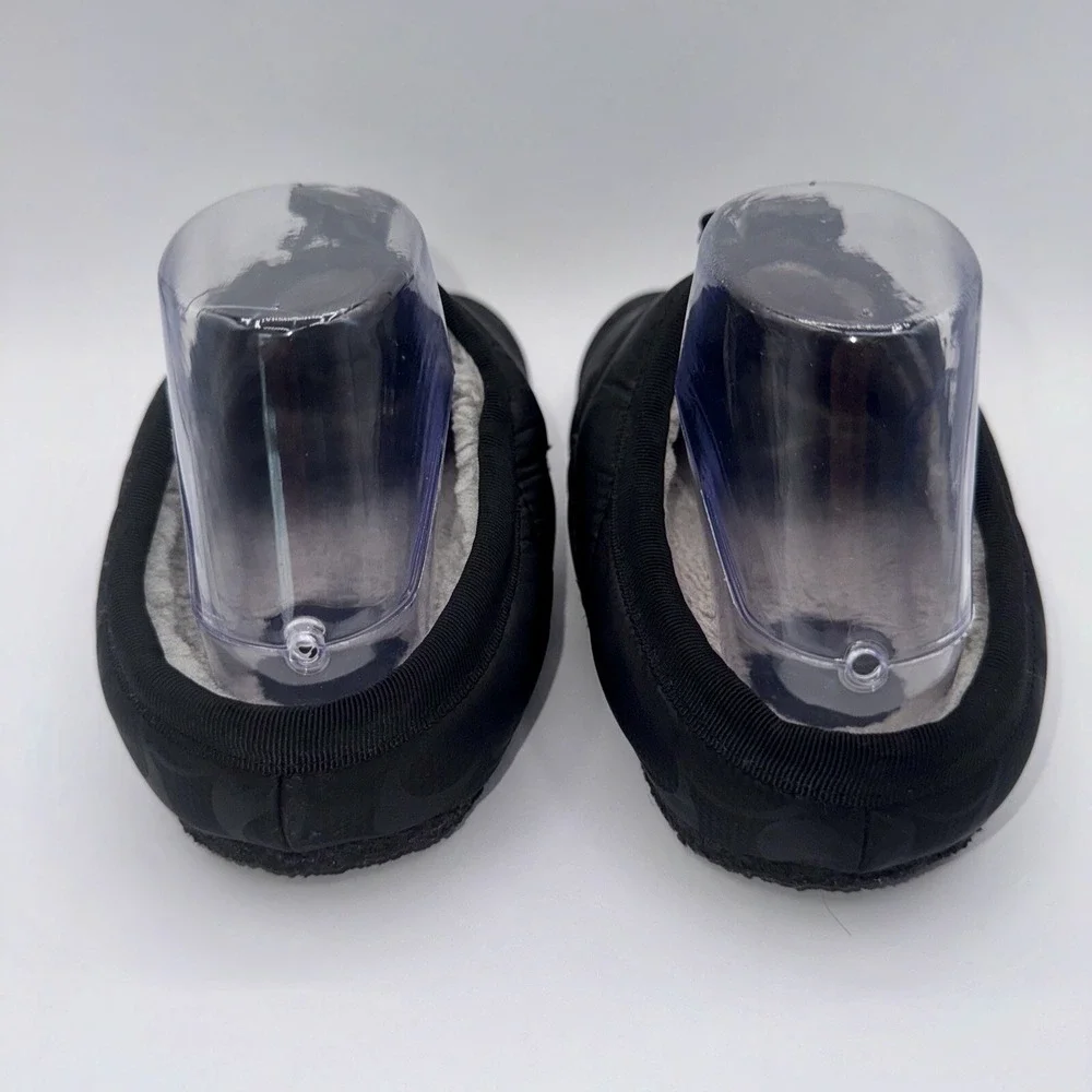 COACH Rachelle Slippers Women's Size 6 Black‎ Monogram Quilted Nylon Mules